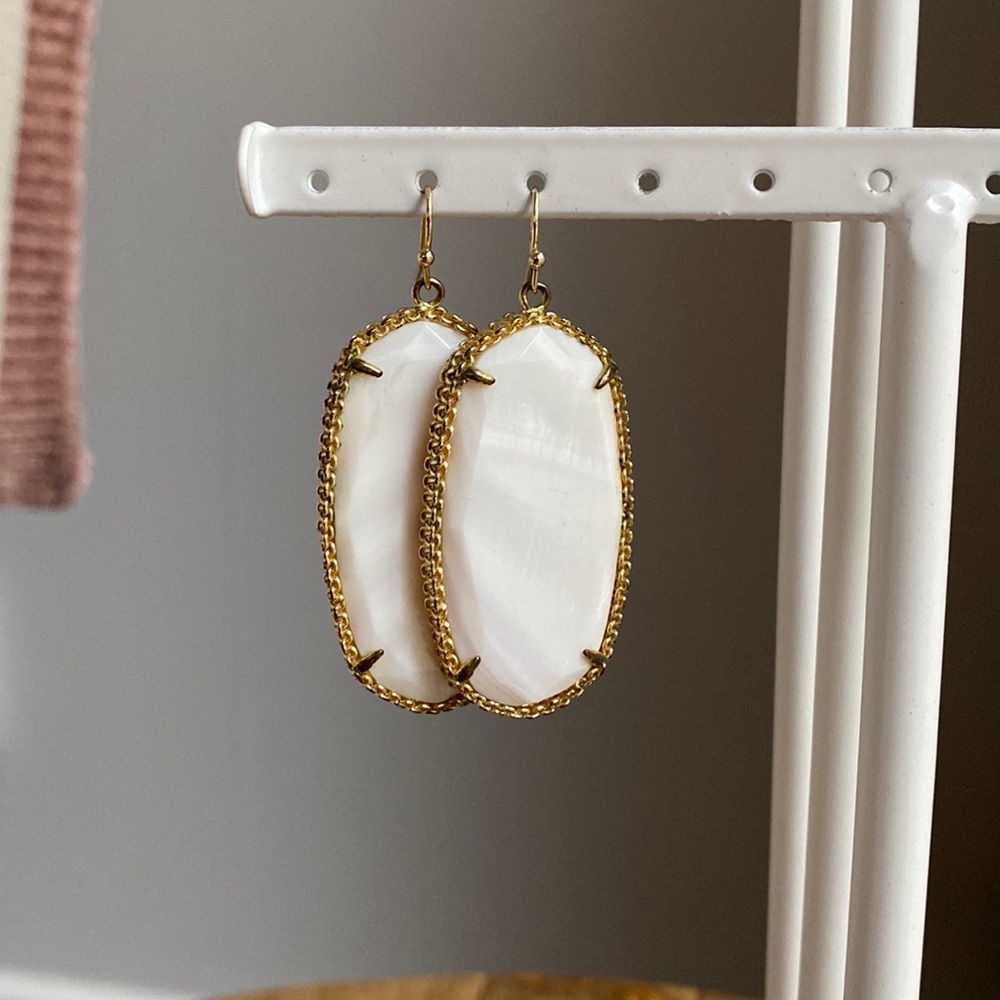 Kendra Scott White and Gold Danielle Statement Earring